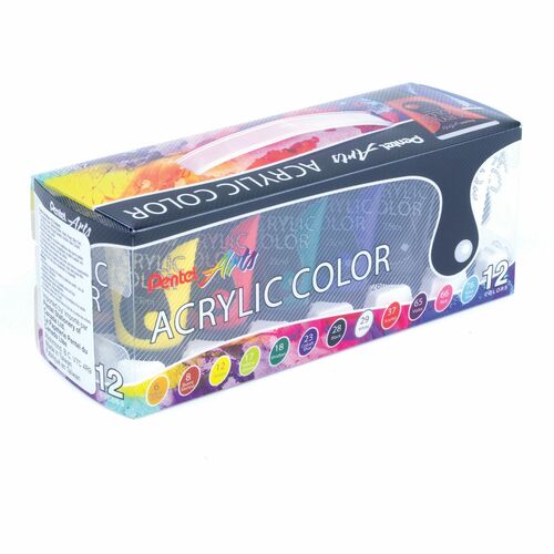 Pentel Arts Acrylic Colour Paint Set 12 Colours - Acrylic Colour Paint Set, Art Supplies, School Supplies