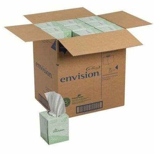 Pacific Blue Basic Facial Tissue - 2 Ply - White - FiberBox - 86/Box - 36 / Case