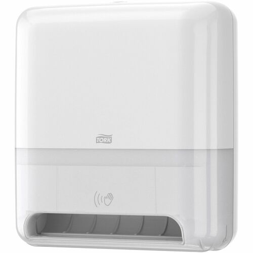 TORK Tork Matic Hand Towel Toll Dispenser - Roll Dispenser - 16.1" Height x 9.8" Width x 15.4" Depth - Plastic - White - Automatic, Smart Sensor, Touch-free, Refill Indicator, User-friendly, See Through Window, Hygienic, Top Loading, Lockable, Jam-free - 