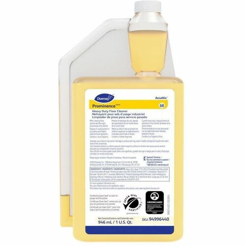 Diversey Heavy Duty Floor Cleaner - For Floor, Maintenance, Industry, Institutional, General Purpose - Concentrate - Liquid - 32 fl oz (1 quart) - 7 to 8.4 pH - Citrus Scent - Recommended For: Soil Remover, Oil Remover, Dirt Remover - Heavy Duty, Rinse-fr