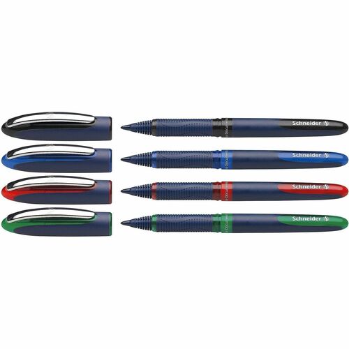 Schneider One Business Rollerball - 0.6 mm Pen Point - Black, Red, Blue, Green Ink - Writing, Document - 4 / Pack