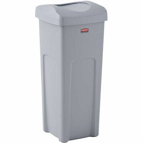 Rubbermaid Commercial Universal Square Container - Swing Lid - 23 gal Capacity - Square - Manual - For Indoor, Outdoor, Mailroom - Compact, Rugged, Durable, Crack Resistant, Venting Channel - 30.9" Height x 15.5" Width x 16.5" Depth - Plastic - Gray - 1 E