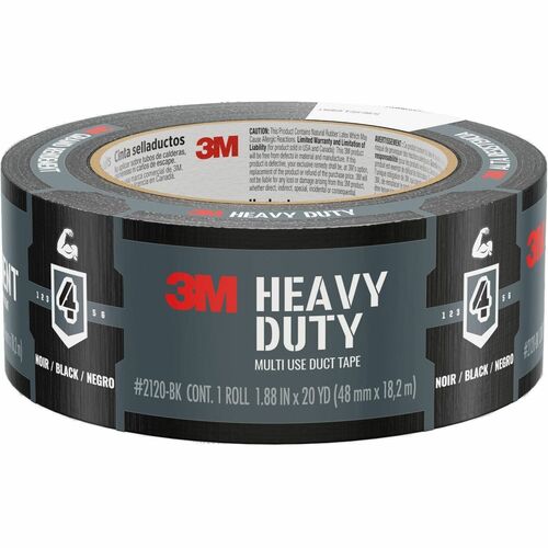 3M™ Heavy Duty Black Duct Tape, 2120-BK, 1.88 in x 20 yd (48mm x 18.2m) - 20 yd (18.3 m) Length x 1.88" (47.8 mm) Width - Black - For Multipurpose - 1 Each