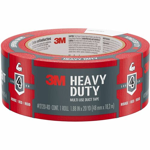 3M™ Heavy Duty Red Duct Tape, 2120-RD, 1.88 in x 20 yd (48mm x 18.2m) - 20 yd (18.3 m) Length x 1.88" (47.8 mm) Width - Red - For Multipurpose - 1 Each