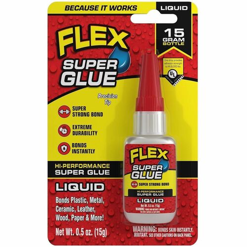 FLEX SEAL High-Performance Super Glue - 0.53 oz - Clear - 8 / Pack