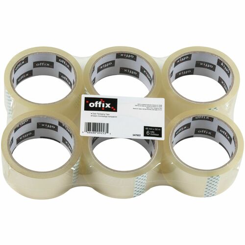 Offix Packaging Tape 48 mm x 50 m Clear 6/pkg - 54.7 yd (50 m) Length x 1.89" (48 mm) Width x 1.80 mil (0.05 mm) Thickness - Clear - Dust Resistant, Humidity Resistant - For Packaging, General Purpose, Sealing, Storage - 6 / Pack
