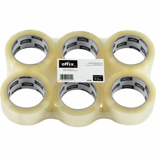 Offix Packaging Tape 48 mm x 100 m Clear 6/pkg - 109.4 yd (100 m) Length x 1.89" (48 mm) Width x 1.80 mil (0.05 mm) Thickness - Clear - Dust Resistant, Humidity Resistant - For Packaging, General Purpose, Sealing, Storage - 6 / Pack