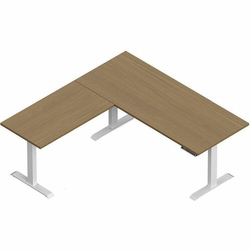 Offices To Go Newland | "L" Shaped Height Adjustable Table - 70"W x 70"D - Finish: Designer White - Laminate Table Top - Leveling Glide, Programmable Memory Position, Anti-collision Function - For Workspace, Office, Meeting, Training - 1 Each