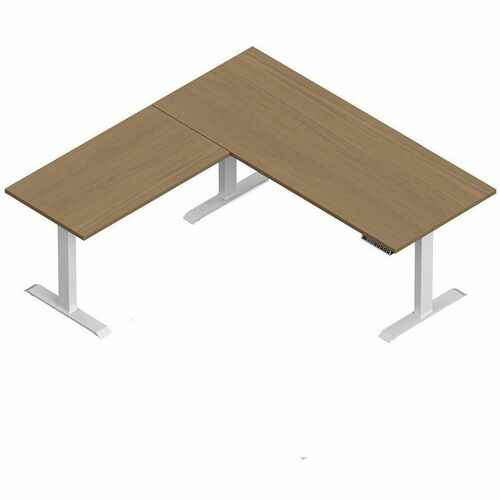 Offices To Go Newland | "L" Shaped Height Adjustable Table - 70"W x 70"D - Finish: Designer White - Laminate Table Top - Leveling Glide, Programmable Memory Position, Anti-collision Function - For Workspace, Office, Meeting, Training - 1 Each