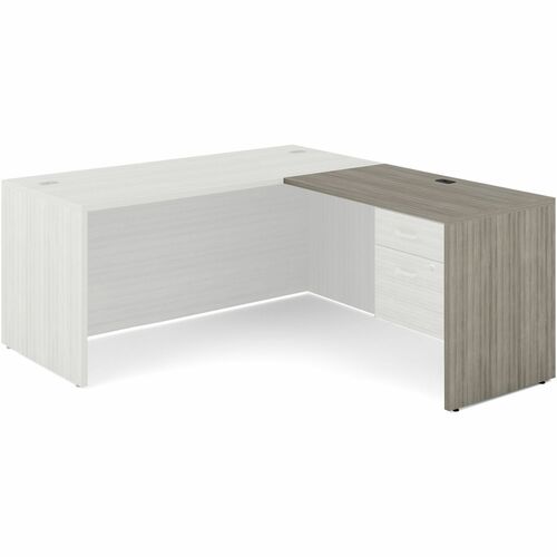 Offices To Go Newland | 42" Return Shell - Band Edge - Material: Thermofused Laminate (TFL) - Finish: Noce Grigio - Cable Management, Grommet, Adjustable Floor-leveling Glide, Interlocking, Modesty Panel - For Workspace, Office, Meeting, Training, Desk, C