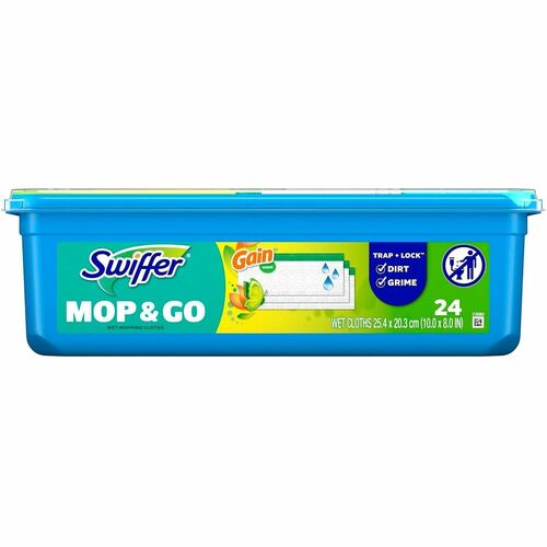 Swiffer Sweeper Wet Mop Cloths - Gain Original Scent - Textured, Scrubber Strip - Green - 24 / Pack