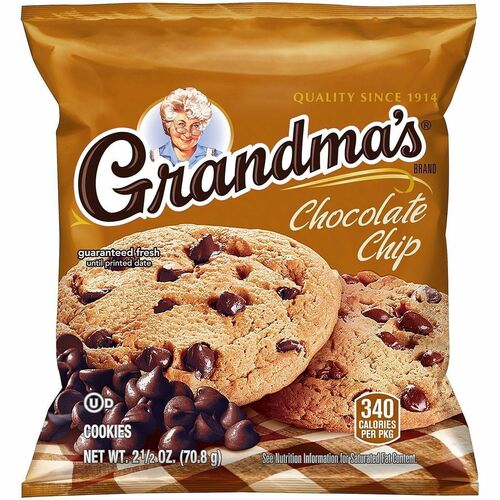 GRANDMA'S Big Chocolate Chip Cookies - Chocolate Chip - 2.50 oz - 60/Pack - 1 / Carton