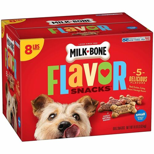 Milk-Bone Flavor Snacks Dog Biscuits - For Dog - Biscuits - Meat - Bacon, Sausage, Chicken, Turkey, Beef Flavor - 370 Treat Quantity - 8 lb