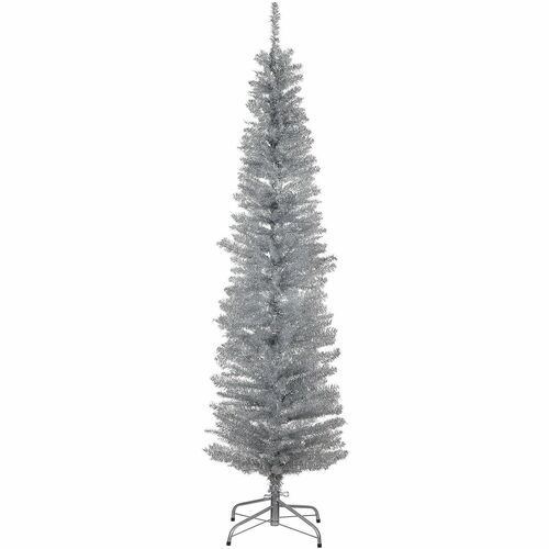 National Tree Tinsel Christmas Tree - Silver - Christmas Theme - Vertical