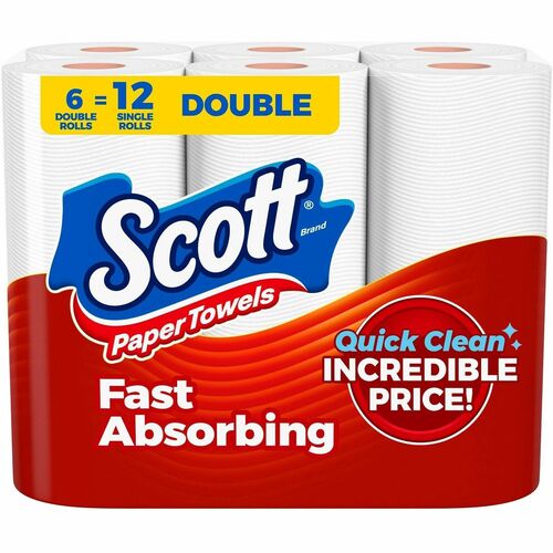 Scott Choose-A-Sheet Paper Towels - 108 Sheets/Roll - White - Paper - 6 Rolls Per Container Rolls - 4 / Carton