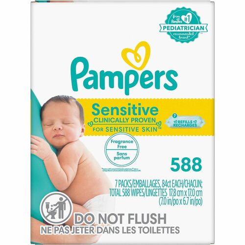 Pampers Baby Wipes Sensitive - Unique Softgrip Texture - White - 1 / Carton