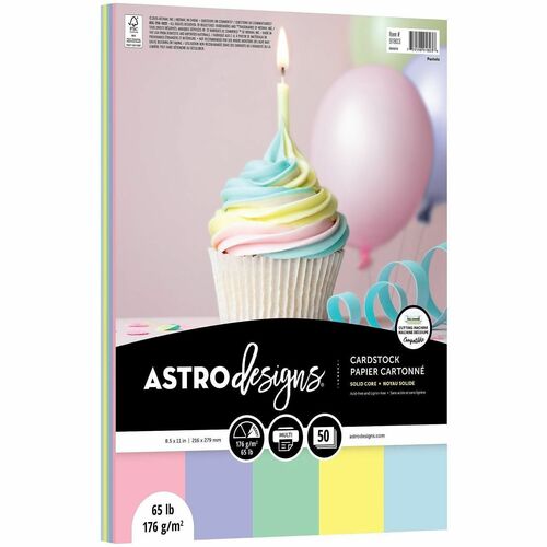 Wausau Paper Astrodesigns Pastel Assorted Cardstock - Heavyweight - Pastel - 50 / Pack