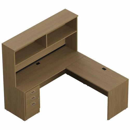 Offices To Go Newland | Supervisor "L" Shaped Suite - 72"W x 72"D - Total Drawer(s): 3 - Band Edge - Finish: Absolute Acajou - Modular, Leveling Glide, Modesty Panel, Interior Divider, Lockable Drawer - For Workspace, Office, Meeting, Training - 1 Each