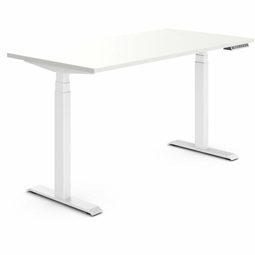 Offices To Go Newland | 60"x30" Rectangular Table - 3-Stage, 2 legs - Finish: Designer White - Modular, Programmable Memory Position, Anti-collision Function - For Workspace, Office, Meeting, Training - 1 Each