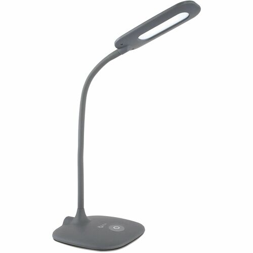 OttLite Flexible Soft Touch LED Desk Lamp - 21.25" (539.75 mm) Height - 6.20 W LED Bulb - Rubberized - Flexible, Touch-activated, Adjustable Brightness, ClearSun LED, Glare-free Light, Adjustable Shade - 460 lm Lumens - Rubber - Desk Mountable - Gray - fo