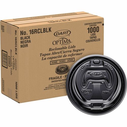 Dart Black Plastic Reclosable Lids - Round - Plastic - Black - 100/Bag - 10 / Carton