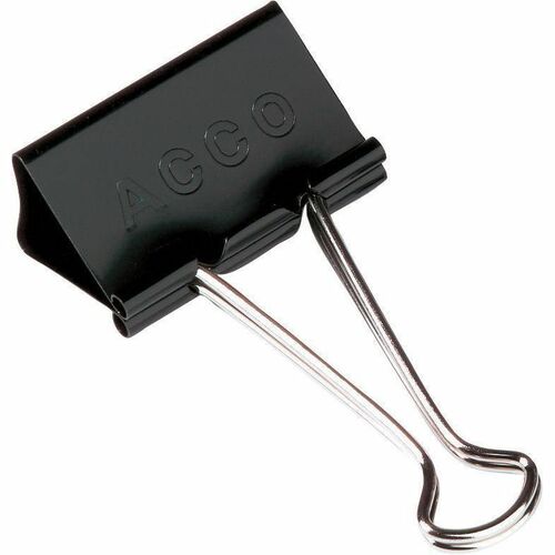 ACCO Black Fold-Back Binder Clips Black, Size 3/4" (small), 5/16" Capacity - Small - 0.75" (19.05 mm) Width - 0.3" (7.94 mm) Size Capacity - for Paper - Strong, Removable Handle, Rust Resistant, Scratch Resistant, Non-slip Grip, Reusable - Black - Metal, 