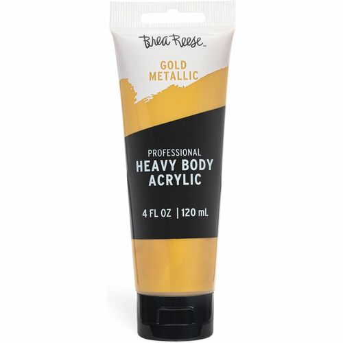 Brea Reese Professional Heavy Body Acrylic Paint - Gold Metallic - Liquid - Gloss - Metallic Gold - 4 fl oz - 1 Each
