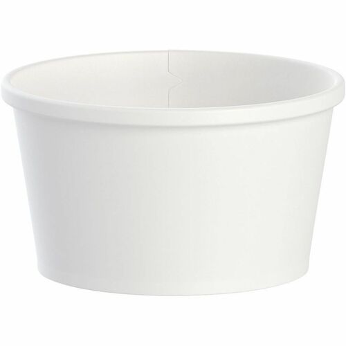 Solo 8 oz Squat DSP Paper Food Container - White - Food Storage, Soup, Salad - 3.8" Diameter - White - Poly Paper Body - 500 / Case