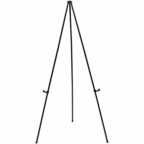 Lorell Presentation Easel - 20 lb Load Capacity - Aluminum, Steel, Metal - Black - For Presentation, Travel - Heavy Duty, Collapsible, Portable, Lightweight, Sturdy, Adjustable, Non-skid Feet