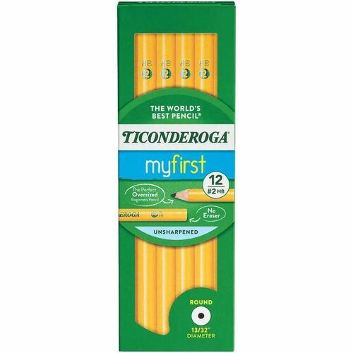 Ticonderoga Beginners #2 Pencils - 10.3 mm Lead - HB/#2 - Broad Point - Yellow Barrel - 12 / Pack
