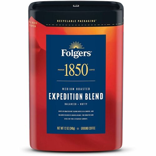 Folgers® Ground 1850 Expedition Blend Coffee - Medium - 2 oz - Ground - Pioneer, Expedition Blend - 6 / Carton