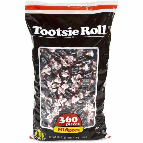 Green Rabbit Tootsie Rolls - Chocolate, Original - Individually Wrapped, Gluten-free, Nut-free - 2.42 lb - 1 / Carton