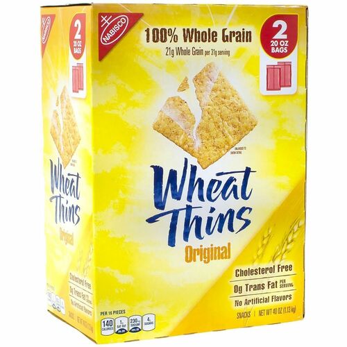 Green Rabbit Wheat Thins Original Flavor - Whole Wheat, Crunch, Original - 1.25 lb - 1 / Carton