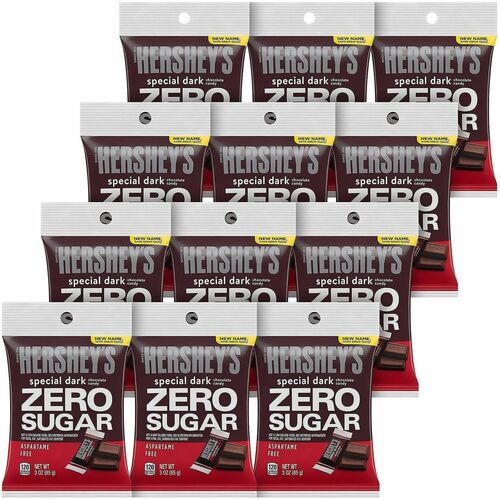 Green Rabbit Hershey's Sugar-Free Dark Chocolates - Dark Chocolate - Aspartame Free, Individually Wrapped, Nut-free - 3 oz - 12 /Box - 1 / Carton