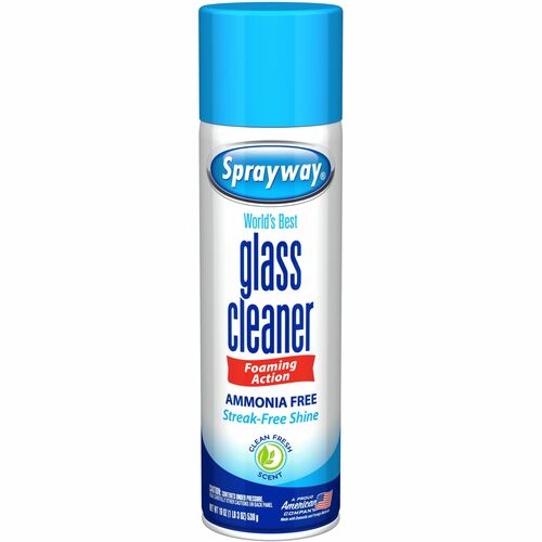 Sprayway Foaming Glass Cleaner - For Mirror, Window, Windshield, Glass - Aerosol, Foam - 19 fl oz (0.6 quart) - Fresh, Pleasant Scent - Recommended For: Soil Remover - No-rinse, Ammonia-free, Easy to Use, Fast Acting, Quick Drying - Blue - 12 / Carton