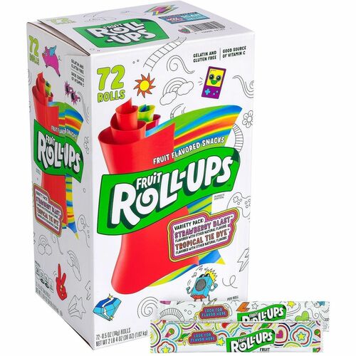 Green Rabbit Fruit Roll-Ups Fruit Snacks - Strawberry, Tropical Fruit - 0.50 oz - 1 / Carton