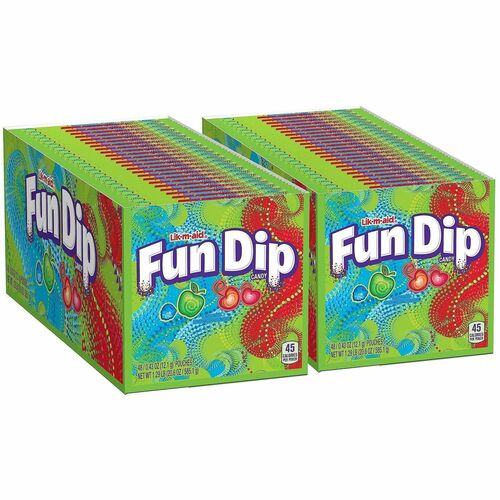 Green Rabbit Lik M Aid Fun Dip Candy - Cherry, Green Apple - Individually Wrapped - 0.43 oz - 48 /Box - 2 / Carton