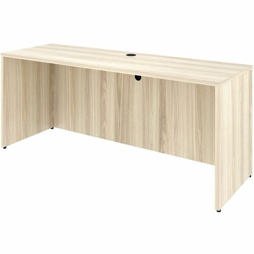 Lorell Essential Series Laminate Desking & Accessory - x 1" Thickness Table Top, 29.5" Height x 72" Width x 24" Depth Credenza Shell - Material: Laminate, Metal - Finish: Silver Brush, Modern Elm - Laminate, Modern Elm Table Top - Durable, Adjustable Feet