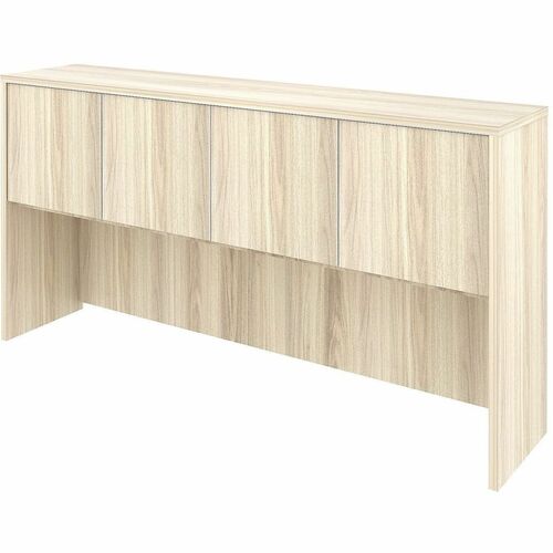 Lorell Essential Series Laminate Desking & Accessory - 36" Height x 72" Width x 15" Depth Hutch - 4 Door(s) - Band Edge - Material: Laminate, Metal - Finish: Laminate, Modern Elm - Cam Lock, Durable, Grommet, Cord Management - For Desk, Credenza - 1 Each