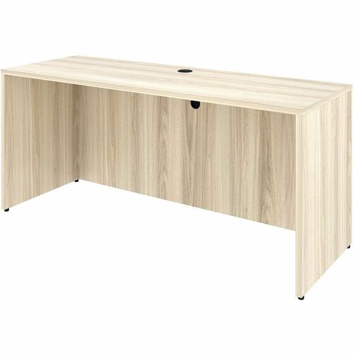 Lorell Essential Series Laminate Desking & Accessory - x 1" Thickness Table Top, 29.5" Height x 66" Width x 24" Depth Credenza Shell - Material: Laminate, Metal - Finish: Silver Brush, Modern Elm - Laminate, Modern Elm Table Top - Durable, Adjustable Feet