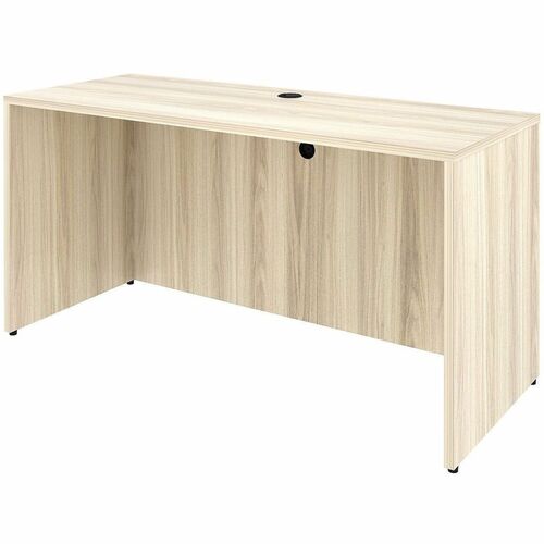 Lorell Essential Series Laminate Desking & Accessory - x 1" Thickness Table Top, 29.5" Height x 60" Width x 24" Depth Credenza Shell - Material: Laminate, Metal - Finish: Silver Brush, Modern Elm - Laminate, Modern Elm Table Top - Durable, Adjustable Feet
