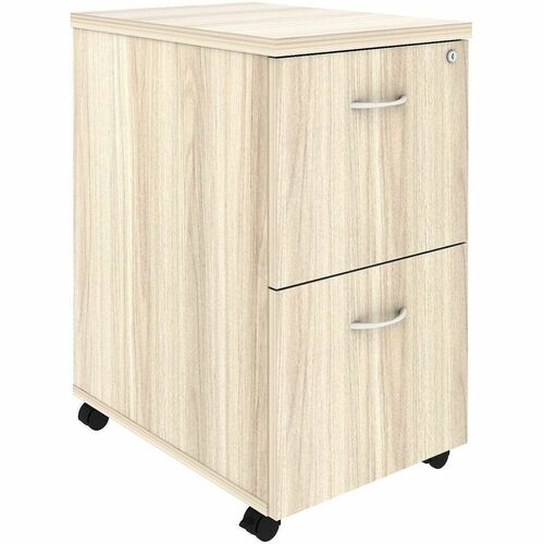 Lorell Essential Series Laminate Desking & Accessory - 28.3" Height x 16" Width x 22" Depth Pedestal - Total Drawer(s): 2 - Material: Laminate, Metal - Finish: Modern Elm, Laminate, Silver Brush - Dual Wheel Caster, Mobility, Durable - For File - 1 Each