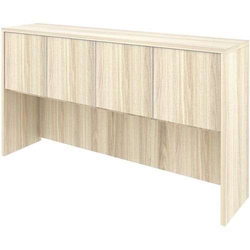 Lorell Essential Series Laminate Desking & Accessory - 36" Height x 66" Width x 15" Depth Hutch - 4 Door(s) - Band Edge - Material: Laminate, Metal - Finish: Laminate, Modern Elm - Cam Lock, Durable, Grommet, Cord Management - For Desk, Credenza - 1 Each