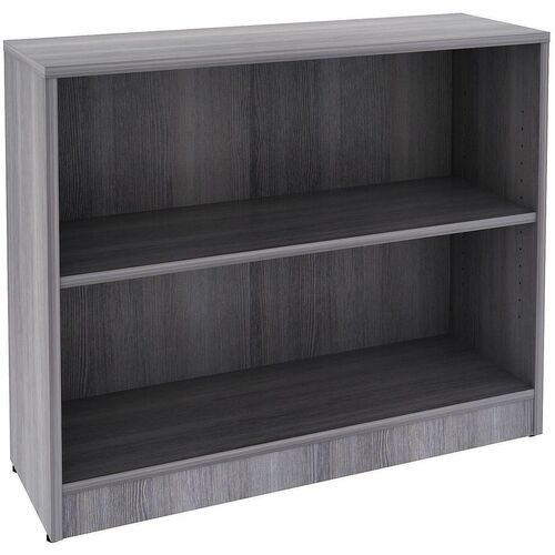 Lorell Weathered Charcoal Laminate Bookcase - 36" Width x 12" Depth x 30" Height - 2 x Shelf(ves) - Laminated, Sturdy, Adjustable Shelf, Square Edge, Adjustable Feet - Weathered Charcoal - Assembly Required