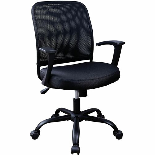 NuSparc Soho Mesh-Back Task Chair with Fixed Arms - Fabric Seat Material - Mesh Back Material - Metal Frame Material - Black - Armrest - 1 Each