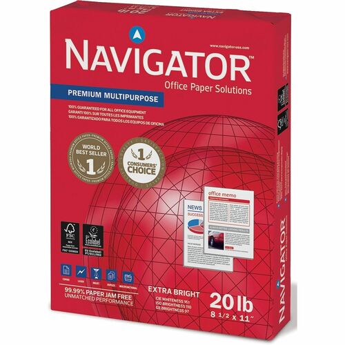Navigator Premium Multipurpose Paper - Jam-free, Chlorine-free - White - 5 Ream