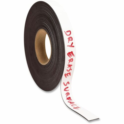 U Brands Magnetic Tape - 16.67 yd Length x 1" Width - White - For Dry Erase Board - 1 Each