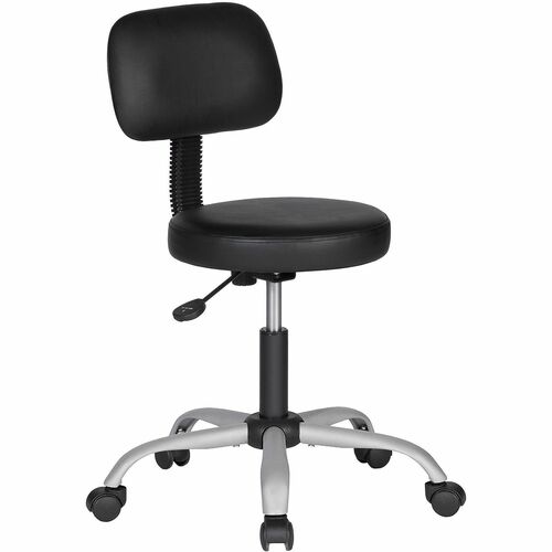 NuSparc Anti-Microbial PVC Stool with Seat Back - Black - Polyvinyl Chloride (PVC) - 1 Each