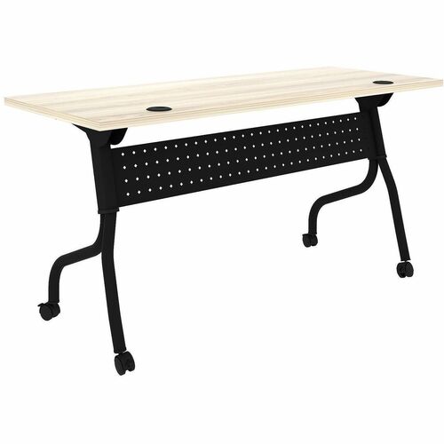 Lorell Modern Elm/Black Flip-Up Training Tables - Melamine Top - Black Four Leg Base - 4 Legs - 60" Table Top Width x 23.60" Table Top Depth - 29.50" Height - Training - Assembly Required - Modern Elm - Nylon - Melamine Top Material - Metal Base Material 