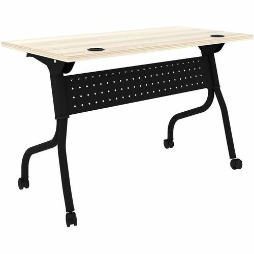 Lorell Modern Elm/Black Flip-Up Training Tables - Melamine Top - Black Four Leg Base - 4 Legs - 48" Table Top Width x 23.60" Table Top Depth - 29.50" Height - Training - Assembly Required - Modern Elm - Nylon - Melamine Top Material - Metal Base Material 